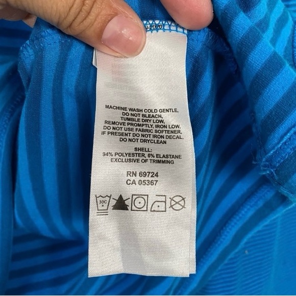 Columbia Omni-Wick Blue Striped Long Sleeve turtleneck top  XL - Picture 6 of 8